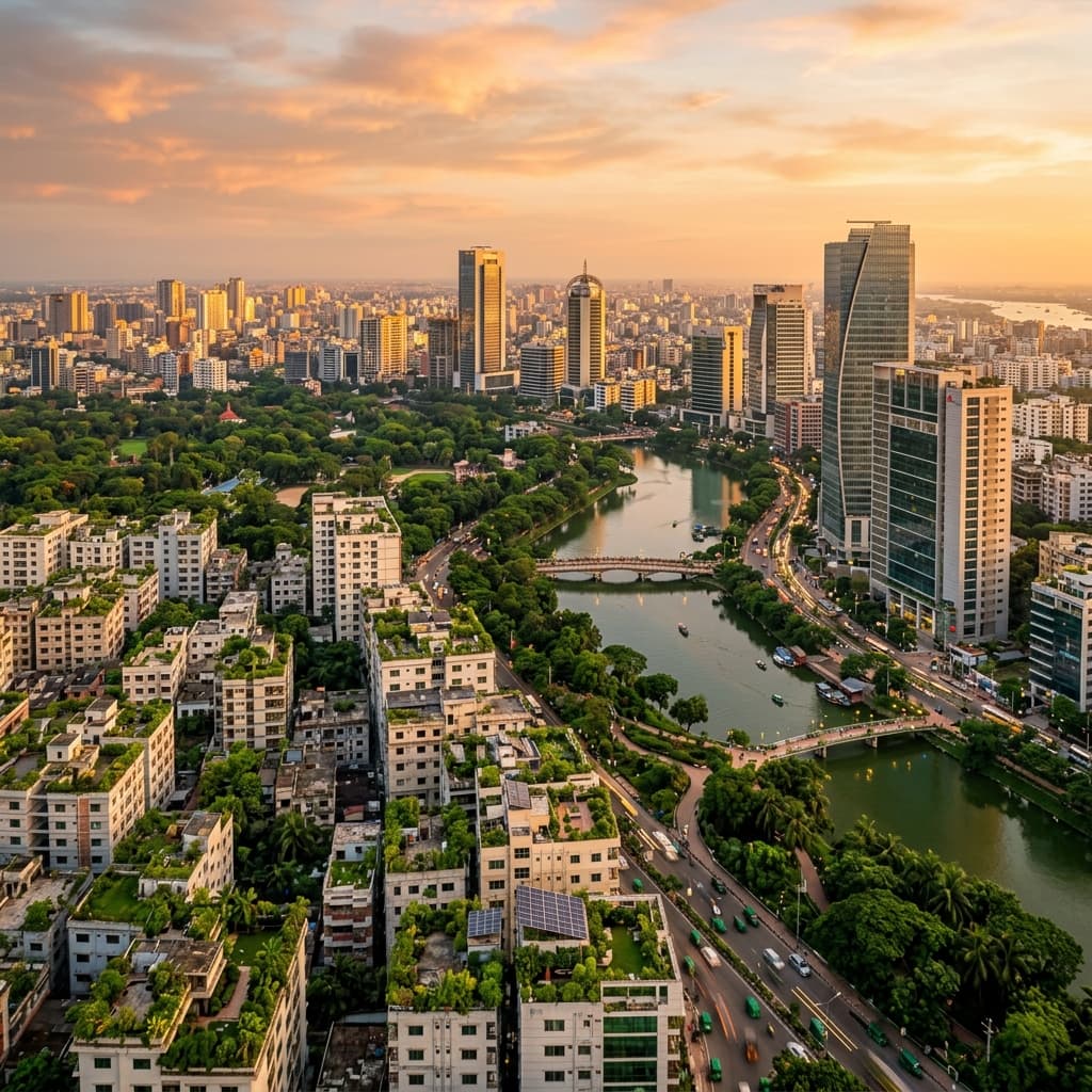Dhaka Skyline with Trees
